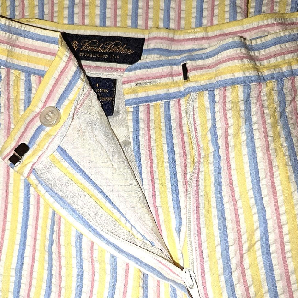 Brooks Brothers Rainbow Striped Trousers Seersucker Slacks Lined Club Pants 🌈